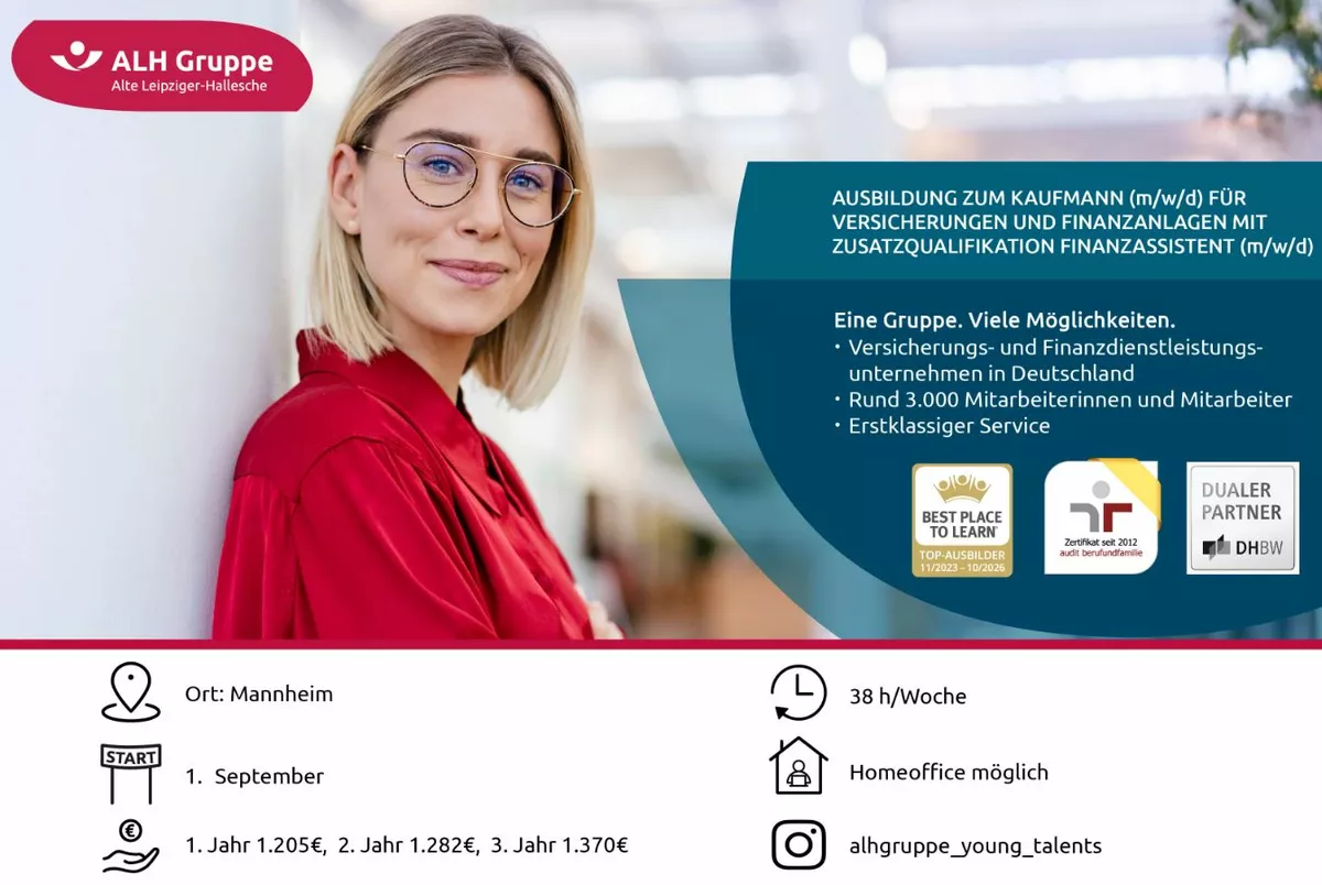Ausbildung zum Kaufmann (m/w/d) für Versicherungen und Finanzanlagen mit Zusatzqualifikation Finanzassistent