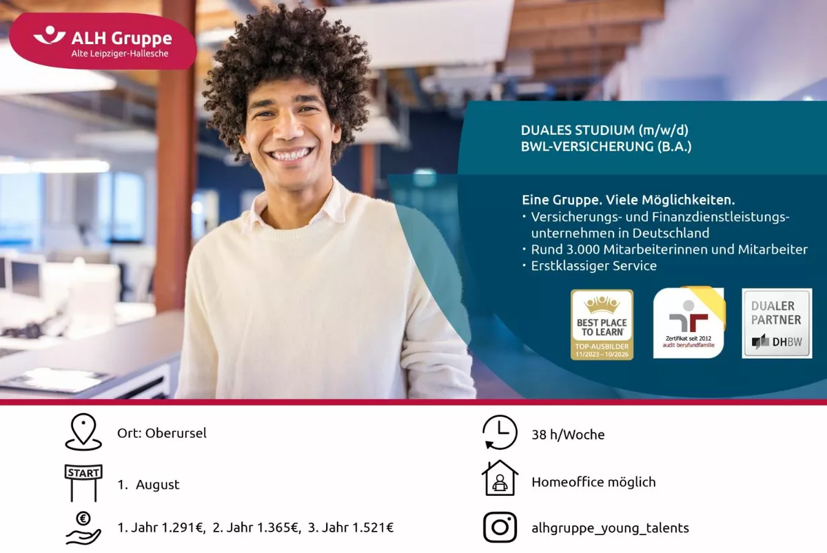 Duales Studium (m/w/d) BWL-Versicherung (B.A.)