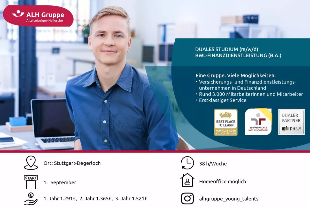 Duales Studium (m/w/d) BWL – Finanzdienstleistungen (B.A.)