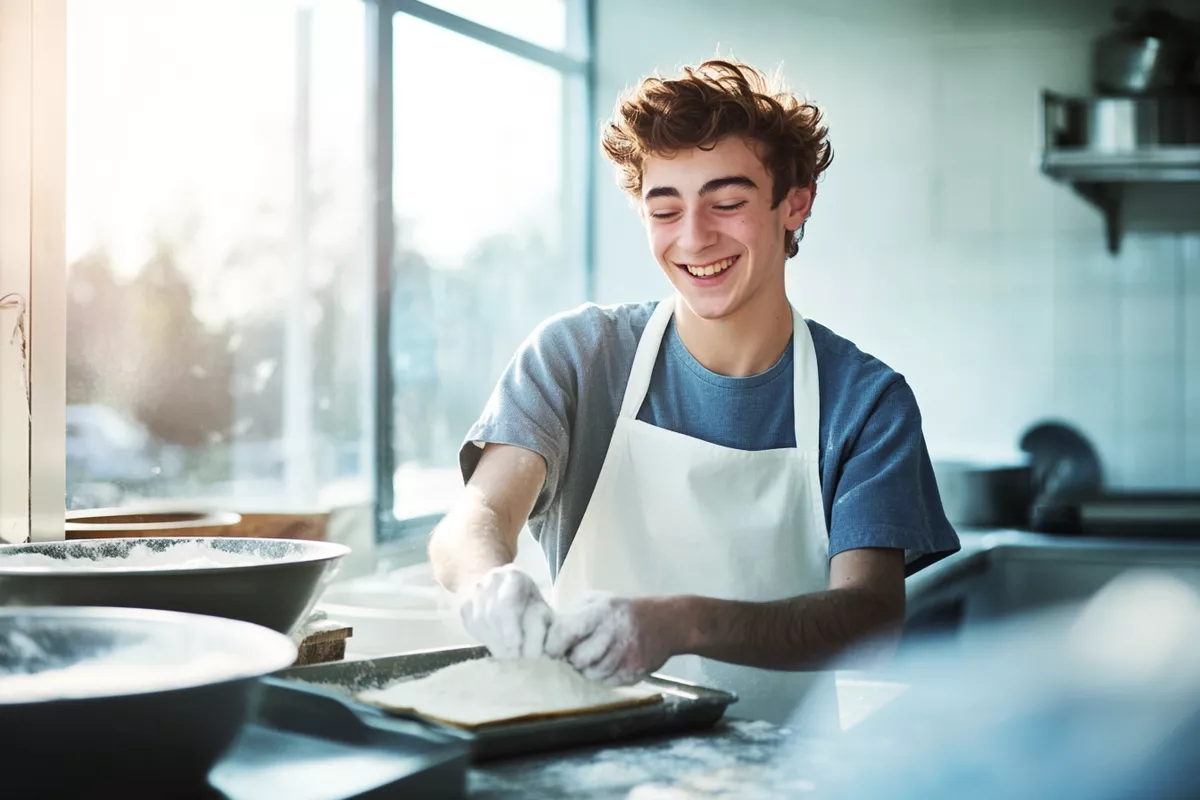 Konditor bereitet Teig vor