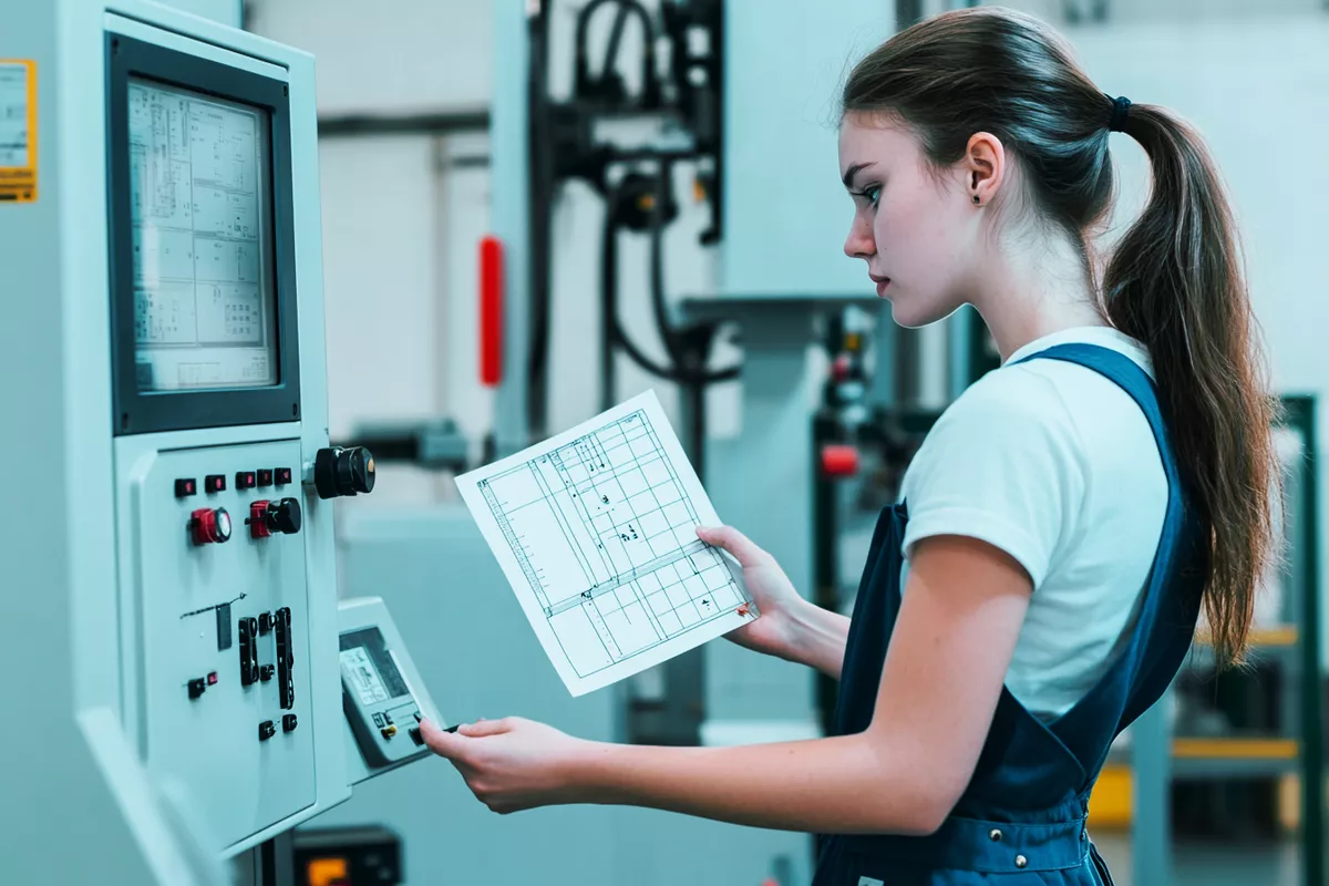 Mechatronikerin sucht nach dem Problem