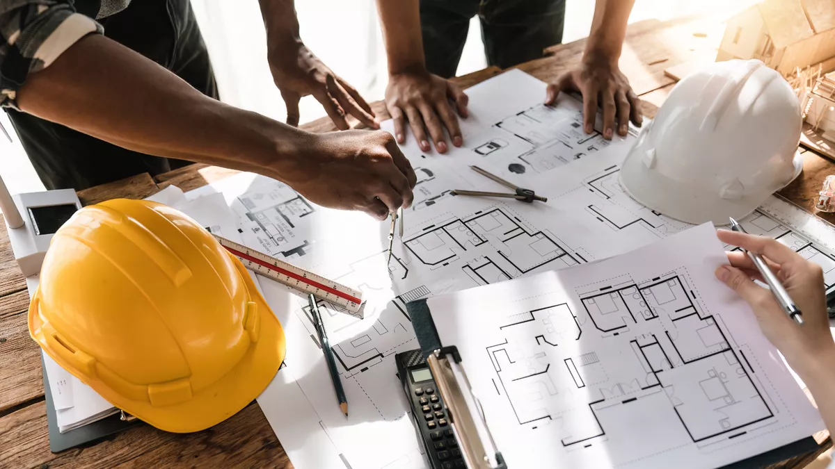 professional architect designer structural engineer team colleag