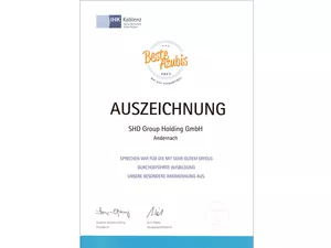 SHD Solutions GmbH - besteazubiszertifikat