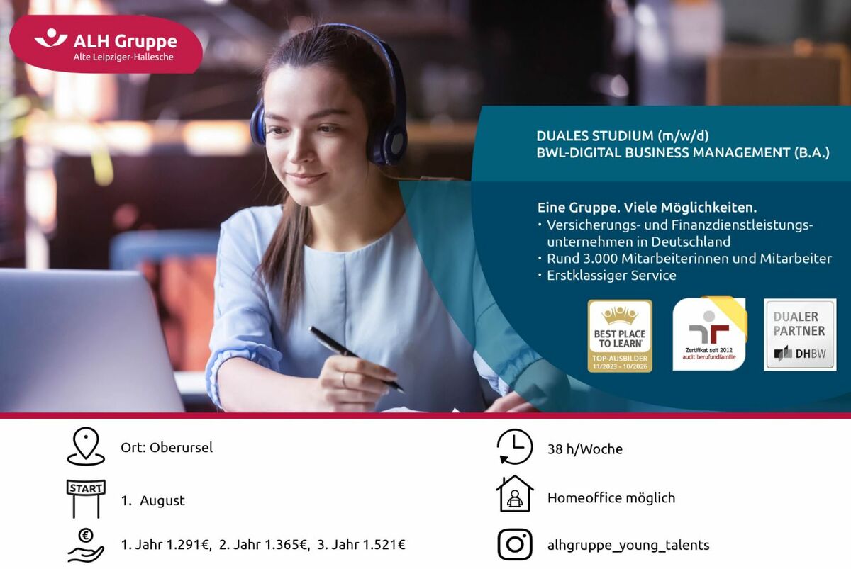 Duales Studium (m/w/d) BWL-Digital Business Management (B.A.)