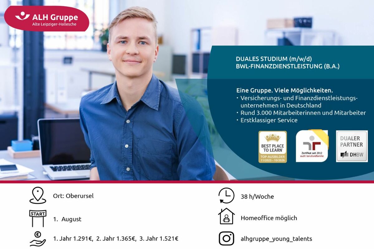 Duales Studium (m/w/d) BWL-Finanzdienstleistungen (B.A.)