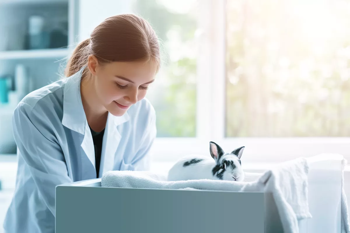 Kaninchen wacht nach einer OP auf