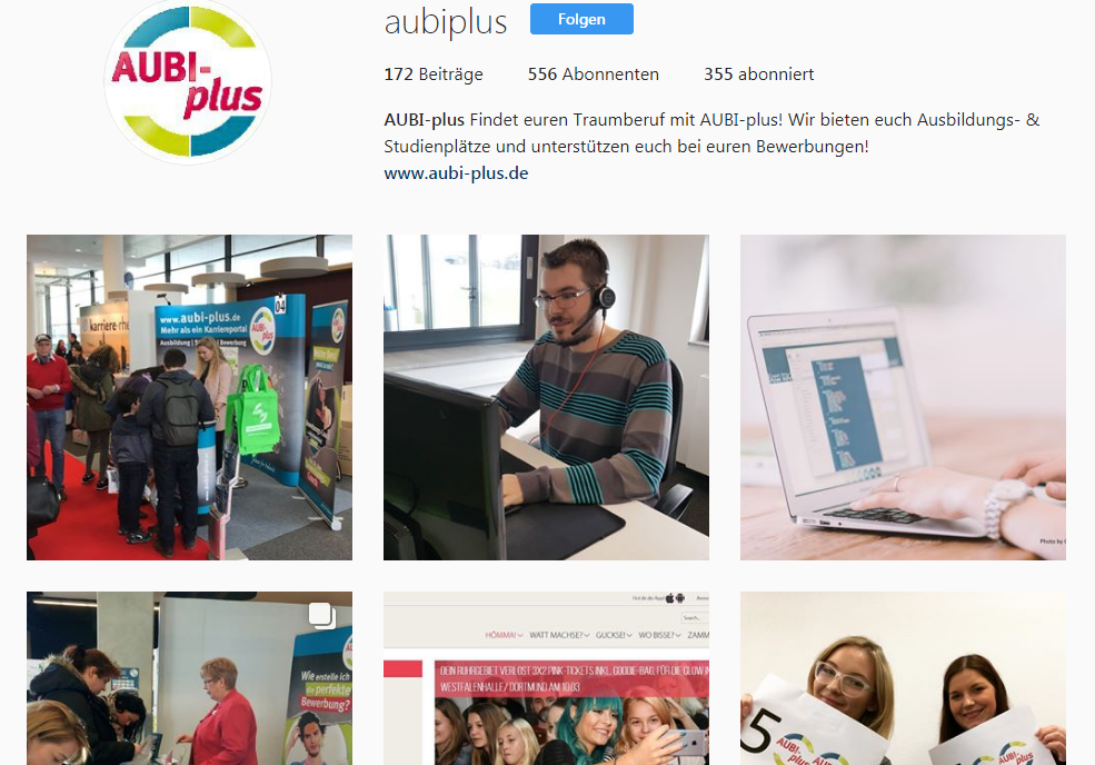 Der Instagram-Account von AUBI-plus.